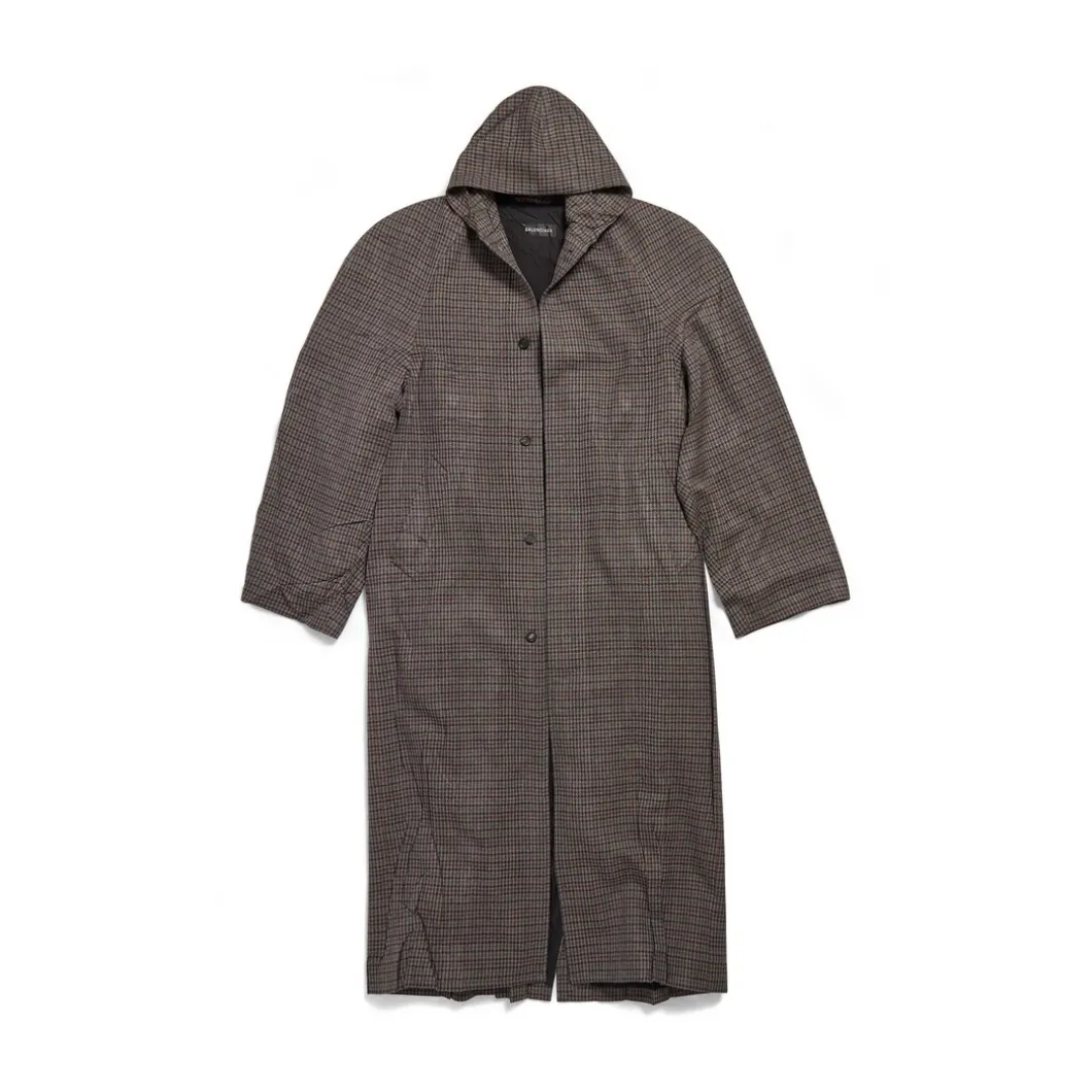Cappotto Raglan Con Cappuccio in Kaki