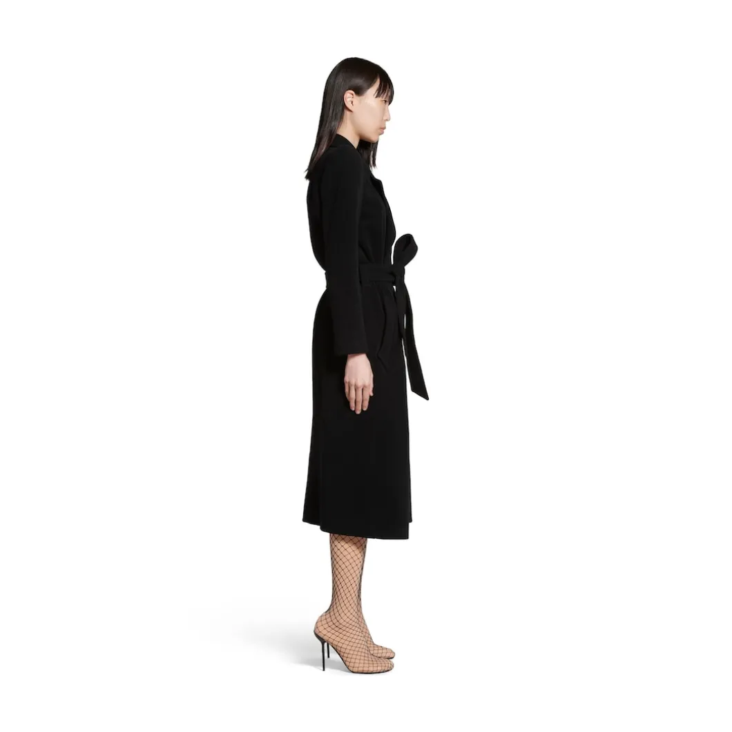 Cappotto Round Shoulder Aderente da Donna in Nero