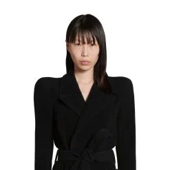 Cappotto Round Shoulder Aderente da Donna in Nero