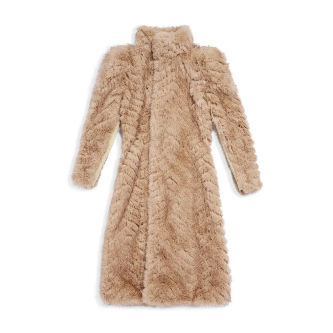 Cappotto Round Shoulder Aderente in Beige
