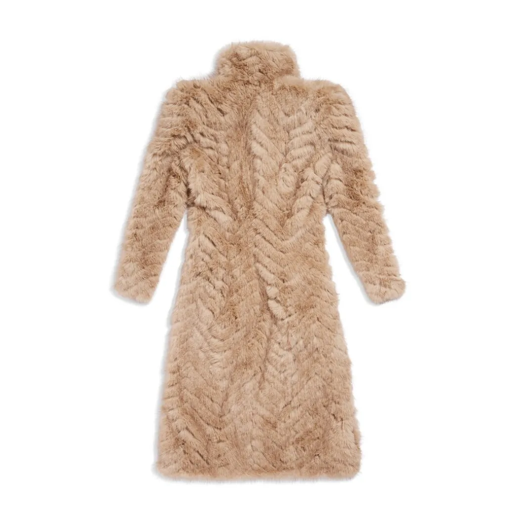 Cappotto Round Shoulder Aderente in Beige