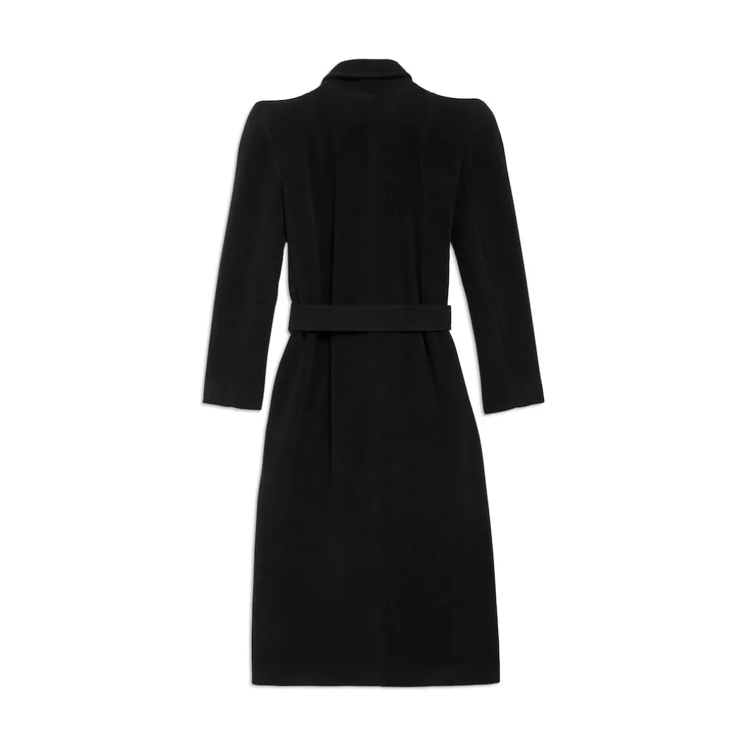 Cappotto Round Shoulder Aderente da Donna in Nero
