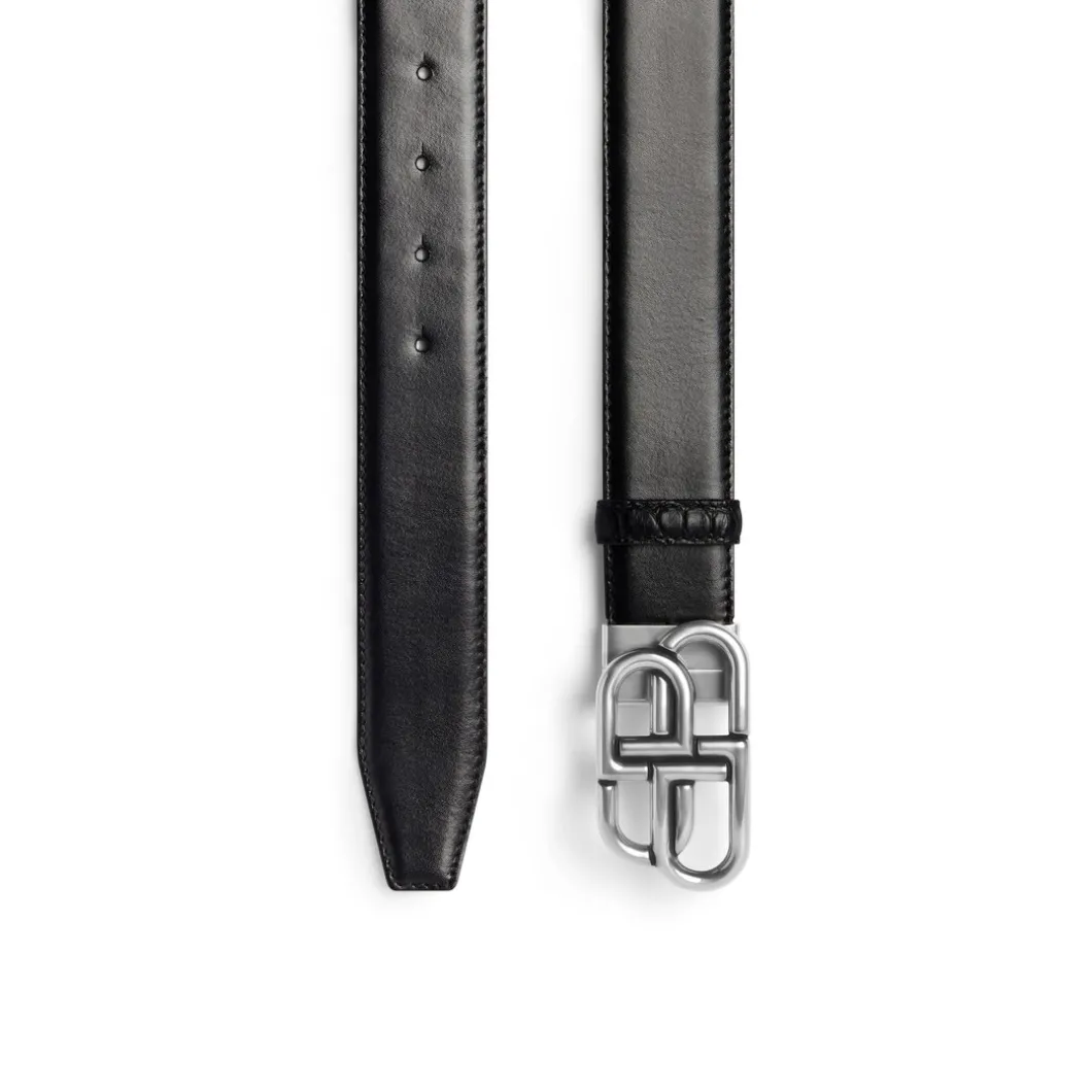 Cintura Bb Double Face Con Lavorazione Coccodrillo Semiopaca da Uomo in Nero