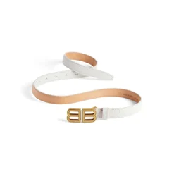 Cintura Bb Hourglass Thin Con Lavorazione Coccodrillo da Donna in Bianco