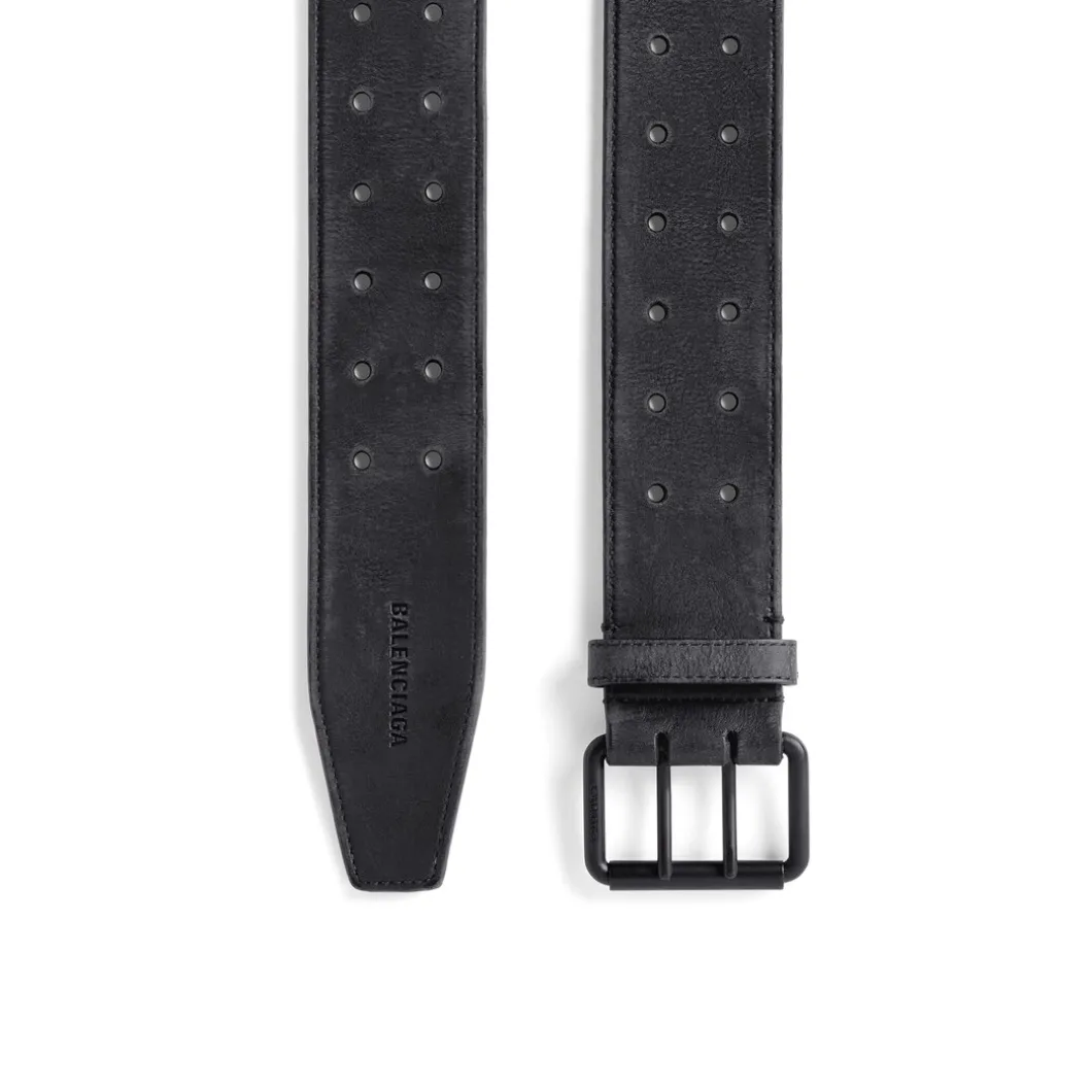 Cintura Double Holes da Uomo in Nero
