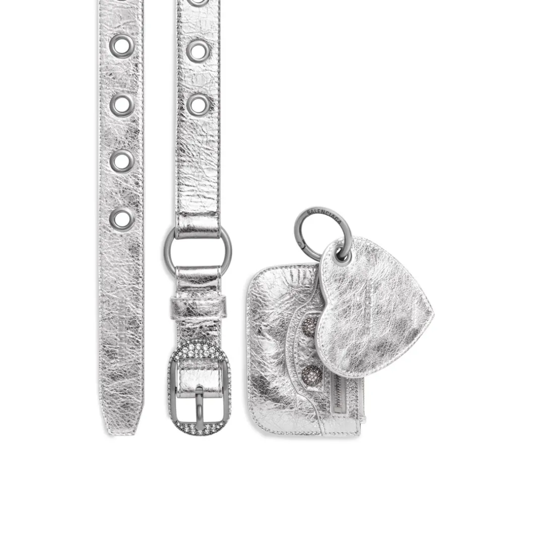 Cintura Le Cagole Con Charm Metallizzata E Strass da Donna in Argento