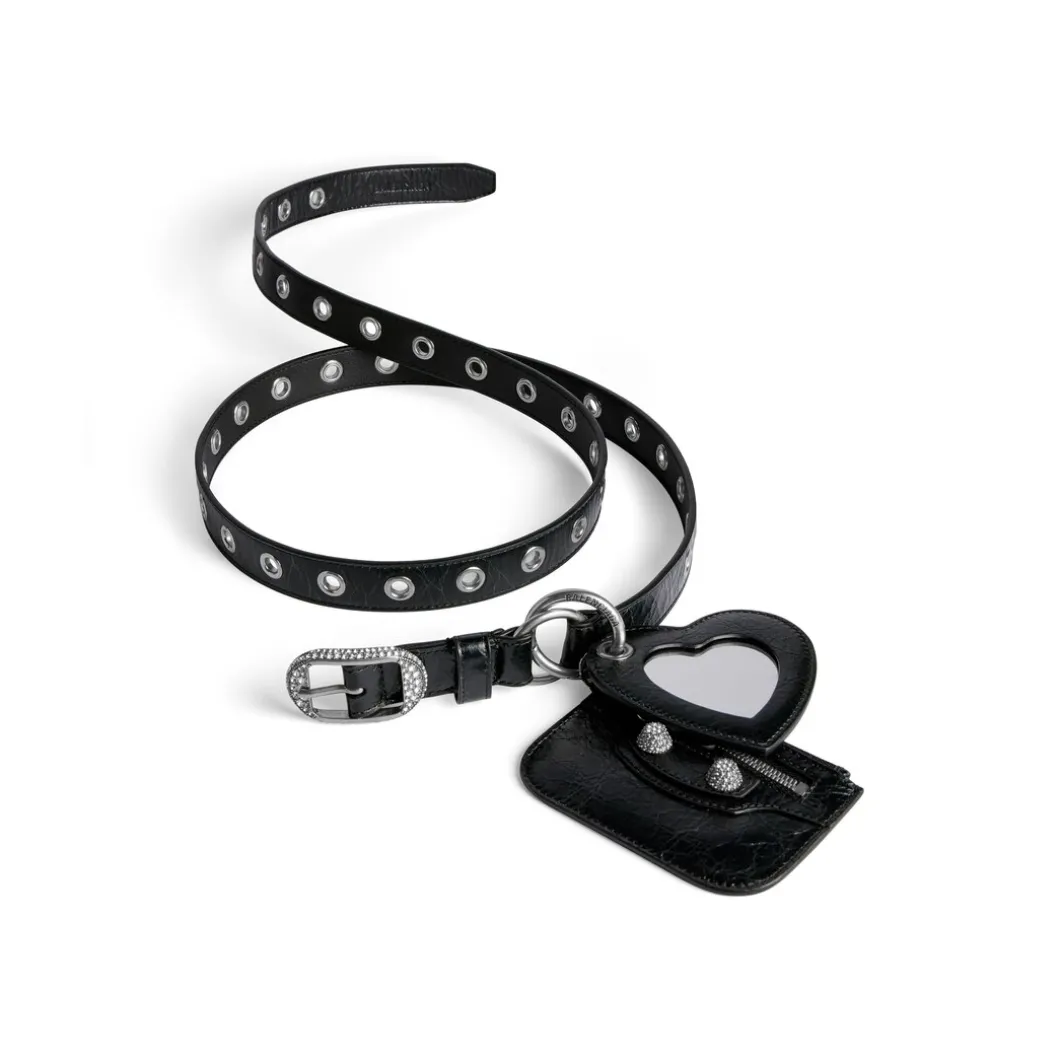 Cintura Le Cagole Con Charm E Strass da Donna in Nero