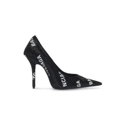 D&eacute;collet&eacute; Square Knife 110 Mm Con Allover Logo Di Strass  da Donna in Nero