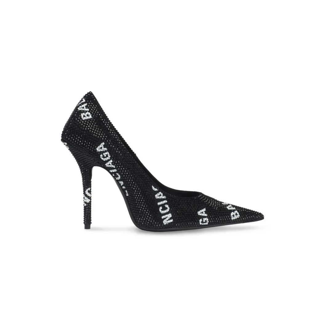 Décolleté Square Knife 110 Mm Con Allover Logo Di Strass da Donna in Nero