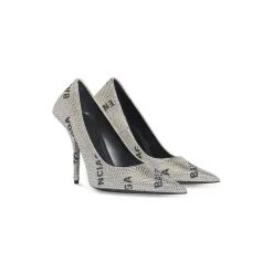 D&eacute;collet&eacute; Square Knife 110 Mm Con Allover Logo Di Strass  da Donna in Argento