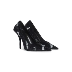 D&eacute;collet&eacute; Square Knife 110 Mm Con Allover Logo Di Strass  da Donna in Nero