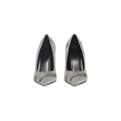 D&eacute;collet&eacute; Square Knife 110 Mm Con Allover Logo Di Strass  da Donna in Argento