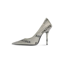 D&eacute;collet&eacute; Square Knife 110 Mm Con Allover Logo Di Strass  da Donna in Argento