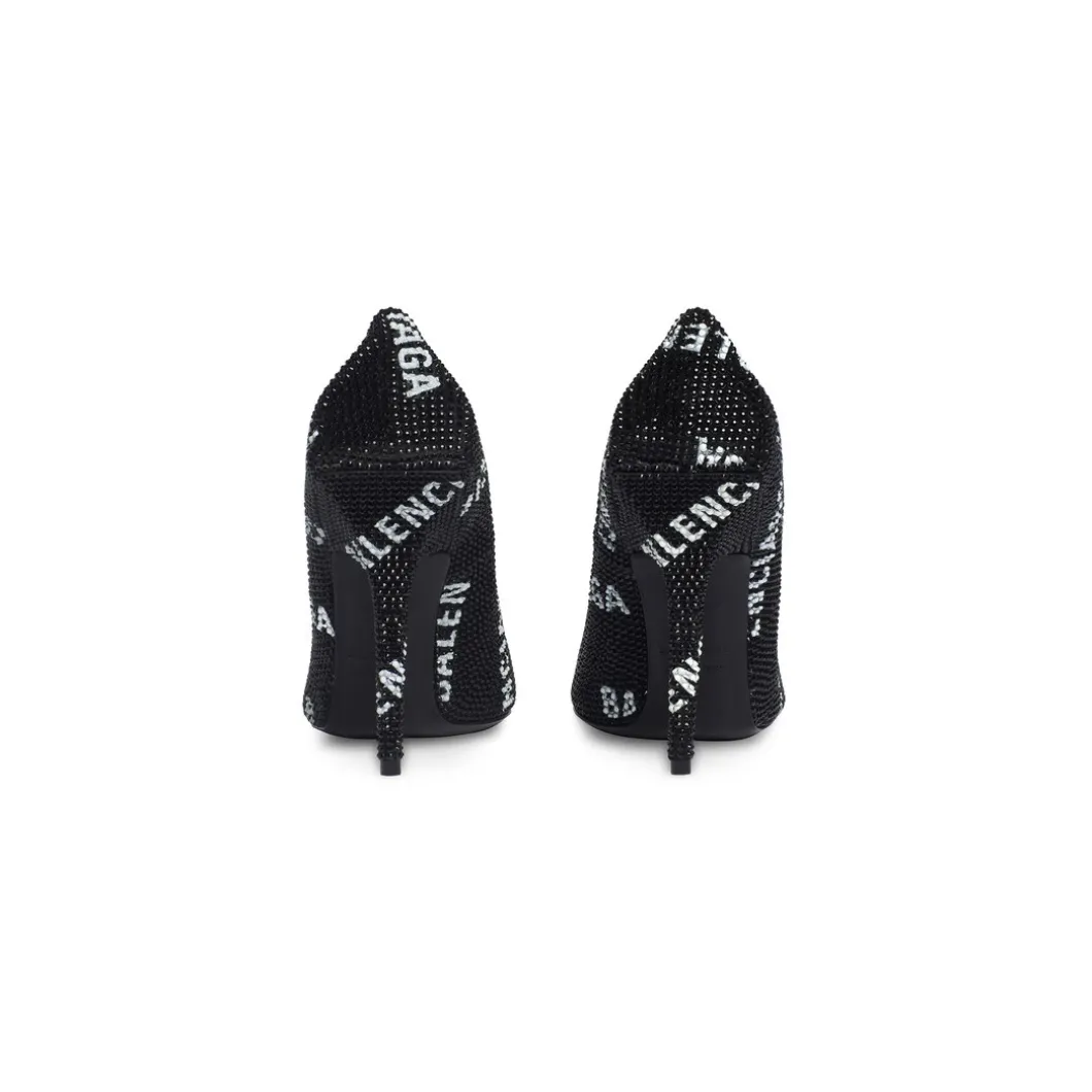 Décolleté Square Knife 110 Mm Con Allover Logo Di Strass da Donna in Nero