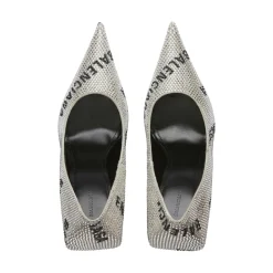D&eacute;collet&eacute; Square Knife 110 Mm Con Allover Logo Di Strass  da Donna in Argento