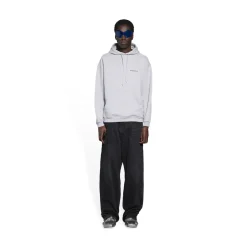 Felpa Con Cappuccio Logo Medium Fit in Grigio