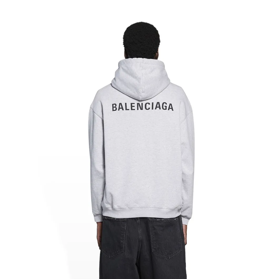 Felpa Con Cappuccio Logo Medium Fit in Grigio