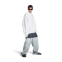 Felpa Pierced Round Oversize in Bianco