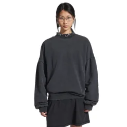 Felpa Pierced Round Oversize in Nero Délavé