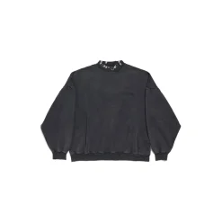 Felpa Pierced Round Oversize in Nero Délavé