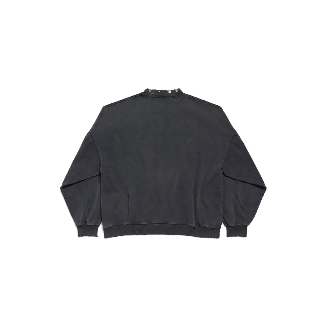 Felpa Pierced Round Oversize in Nero Délavé