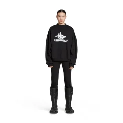Felpa Round Layered Sports Oversize in Nero/bianco