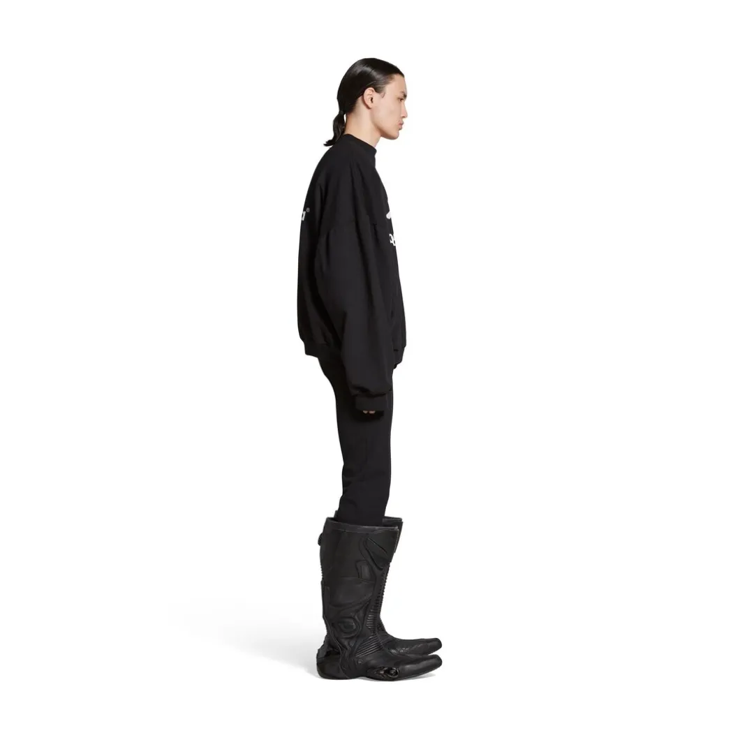Felpa Round Layered Sports Oversize in Nero/bianco