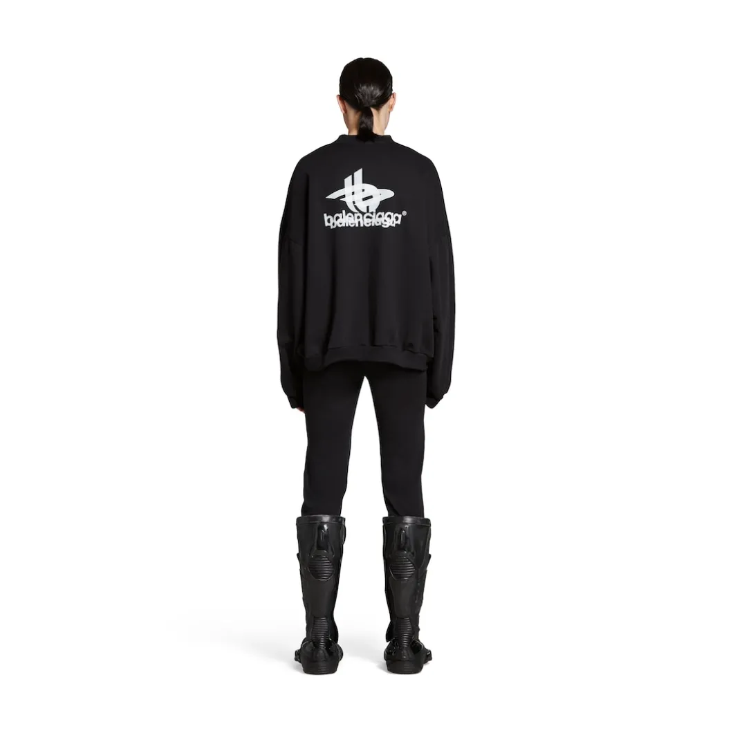 Felpa Round Layered Sports Oversize in Nero/bianco
