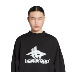 Felpa Round Layered Sports Oversize in Nero/bianco