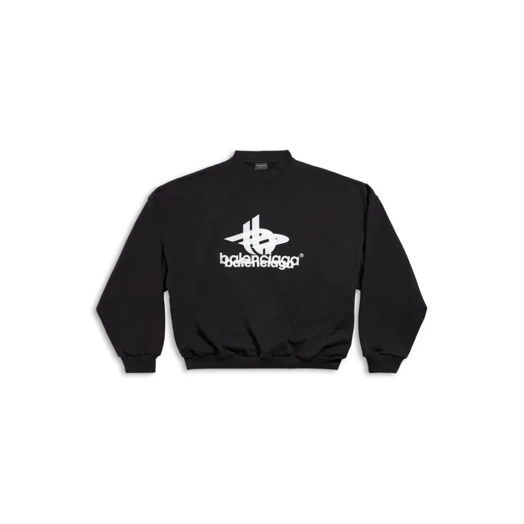 Felpa Round Layered Sports Oversize in Nero/bianco