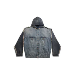 Giacca Con Cappuccio Hybrid Balenciaga Paris in Blu