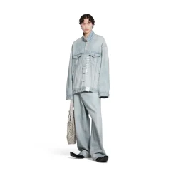 Giacca Denim Size Sticker in Blu
