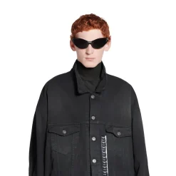 Giacca Denim Size Sticker in Nero