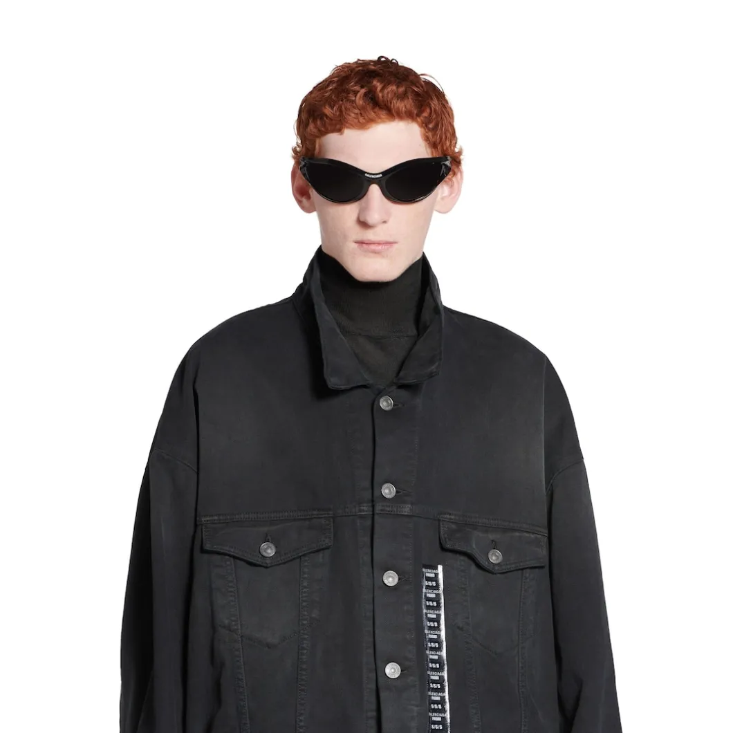 Giacca Denim Size Sticker in Nero