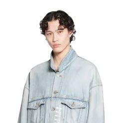 Giacca Denim Size Sticker in Blu