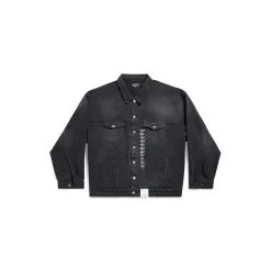 Giacca Denim Size Sticker in Nero