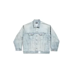 Giacca Denim Size Sticker in Blu