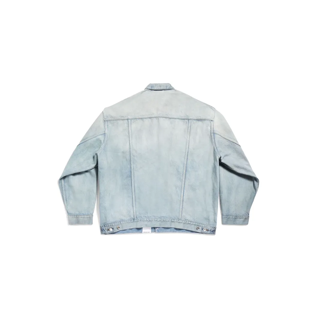 Giacca Denim Size Sticker in Blu