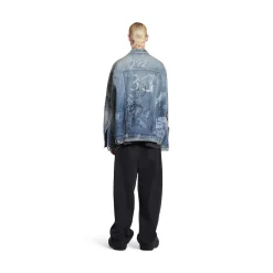 Giacca Graffiti Oversize in Azzurro