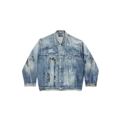 Giacca Graffiti Oversize in Azzurro