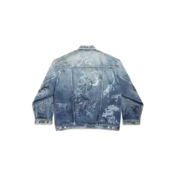 Giacca Graffiti Oversize in Azzurro