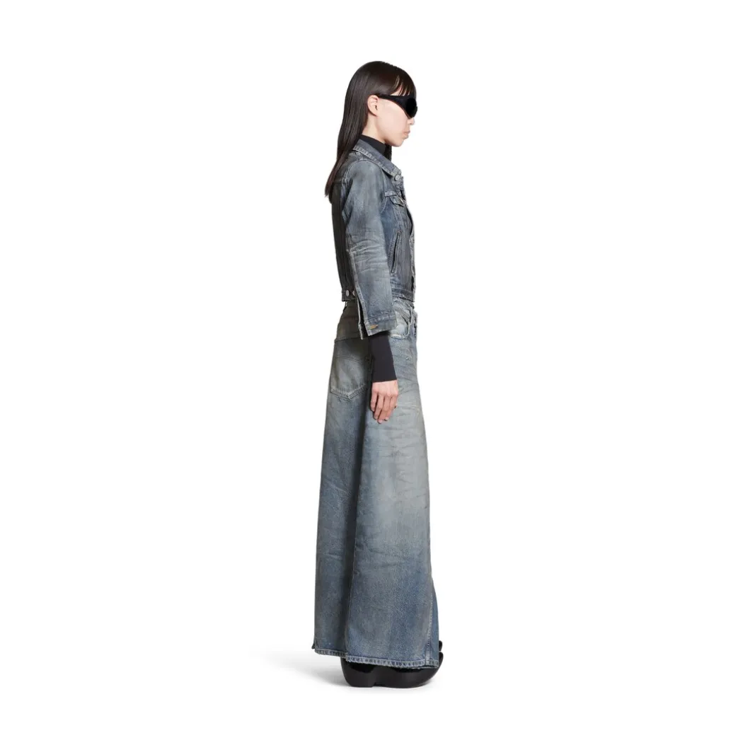 Giacca In Denim Shrunk da Donna in Azzurro