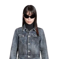 Giacca In Denim Shrunk da Donna in Azzurro
