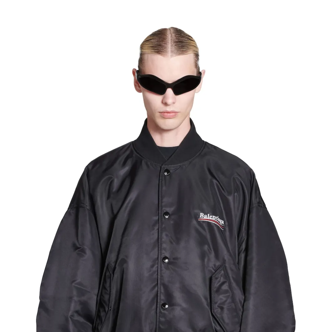 Giacca Varsity Political Campaign in Nero