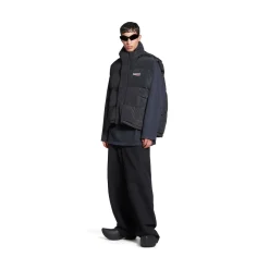 Gilet Puffer Cocoon Political Campaign in Nero