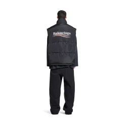 Gilet Puffer Cocoon Political Campaign in Nero