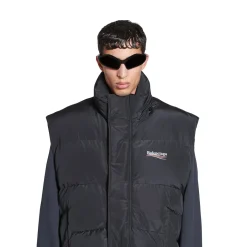 Gilet Puffer Cocoon Political Campaign in Nero