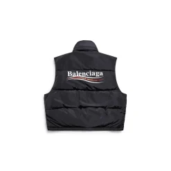 Gilet Puffer Cocoon Political Campaign in Nero