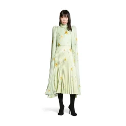 Gonna A Pieghe Con Stampa Lilies da Donna in Verde