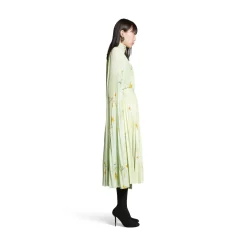 Gonna A Pieghe Con Stampa Lilies da Donna in Verde